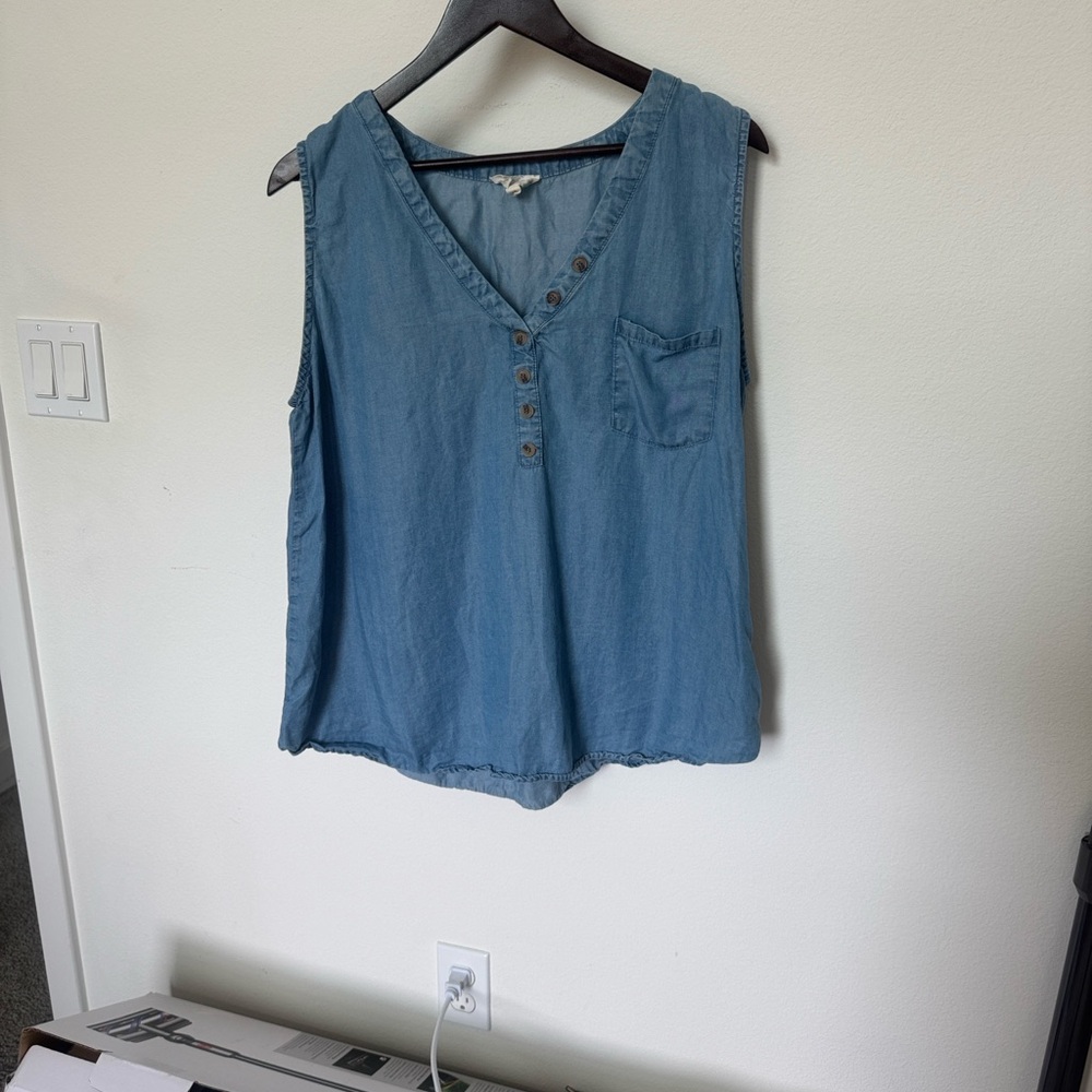 Blu Pepper Chambray Sleeveless Blouse